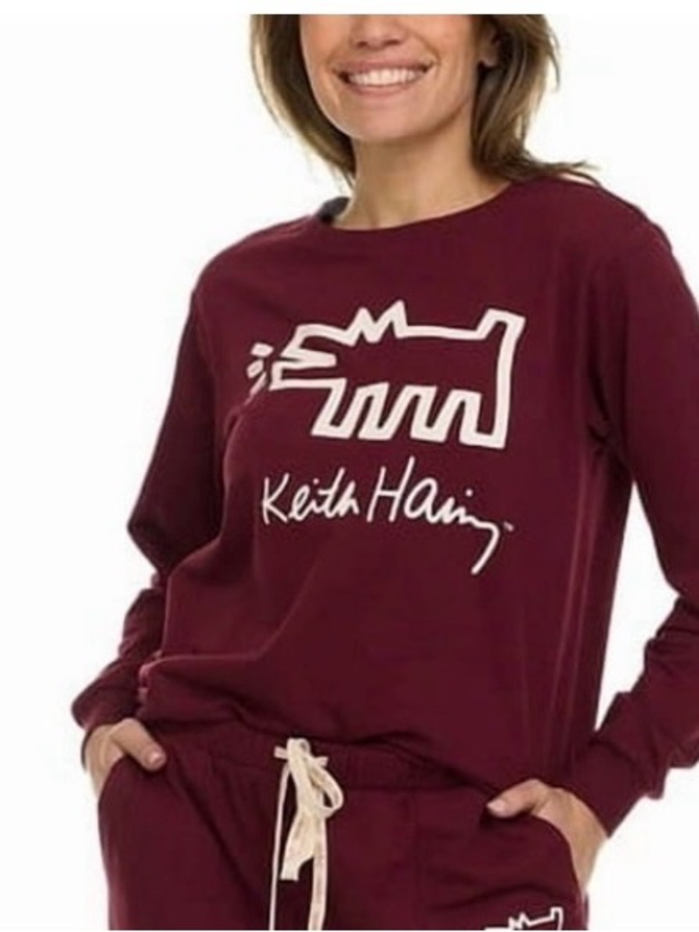 Keith Haring Maroon Graphic Sweatshirt